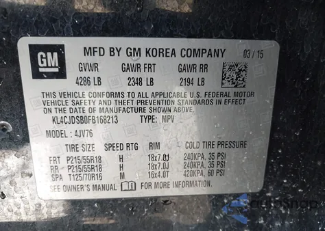 2015 Buick Encore Premium z USA, uszkodzony, nr VIN KL4CJDSB0FB168213